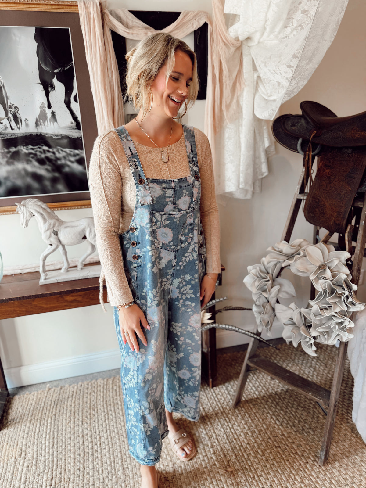 The Bluebell Garden Bibs - Denim & Lilac