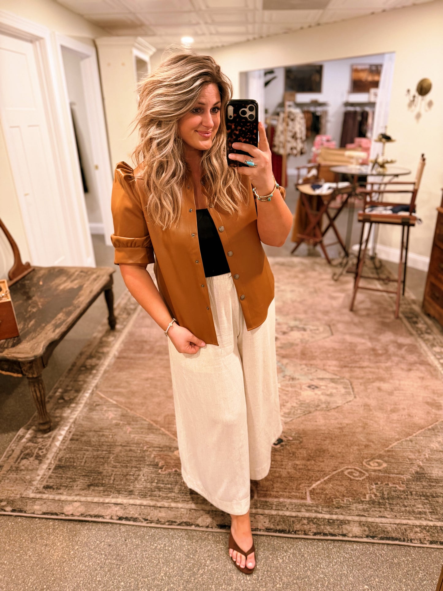 Magnolia Brown Leather Top