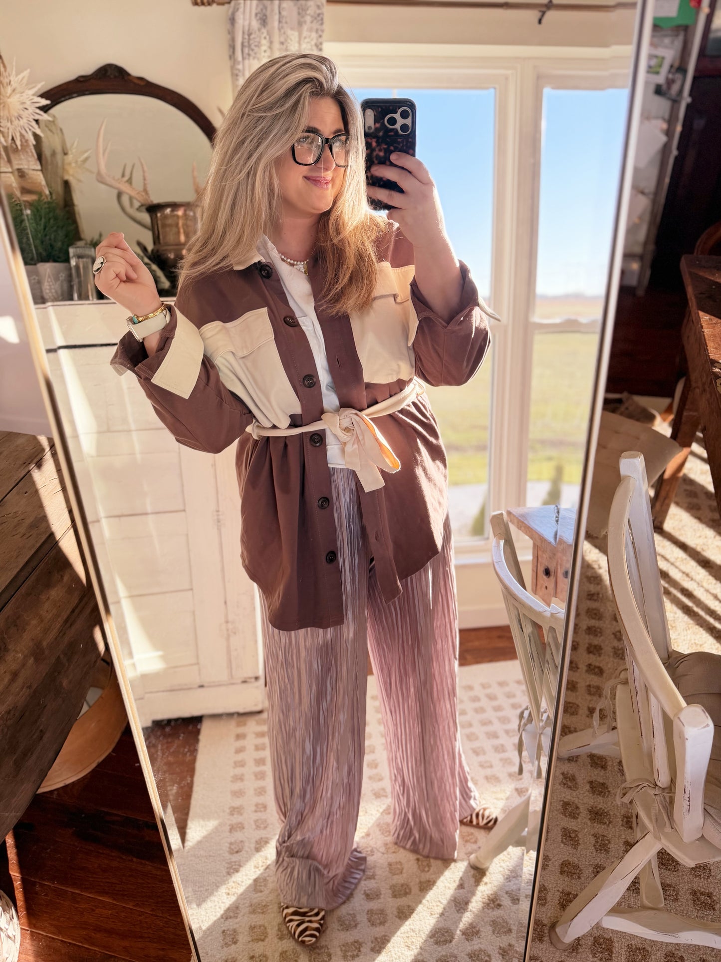 The River Contrast Belted Jacket