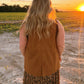 Embroidered Faux Suede Vest (Brown)