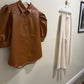 Magnolia Brown Leather Top