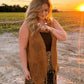 Embroidered Faux Suede Vest (Brown)