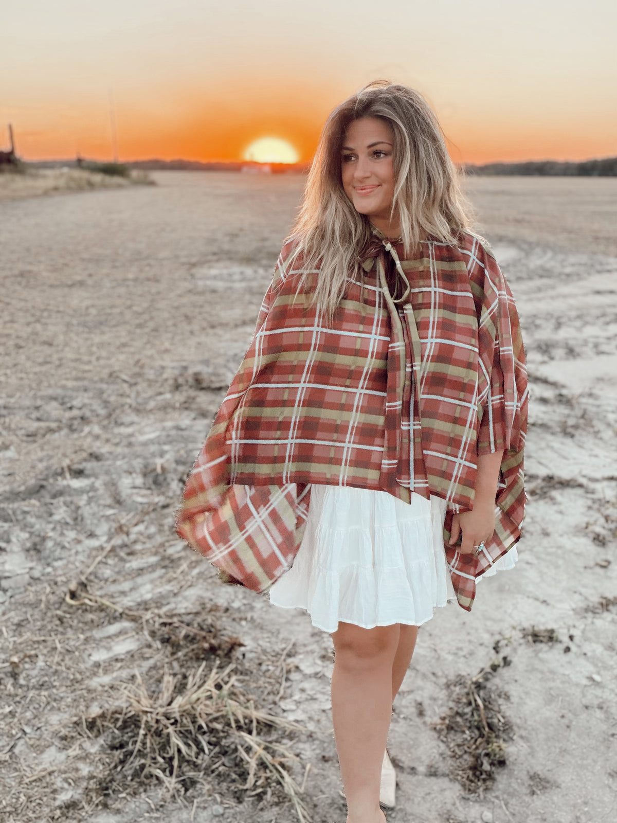 Hawthorne Plaid Tie Blouse