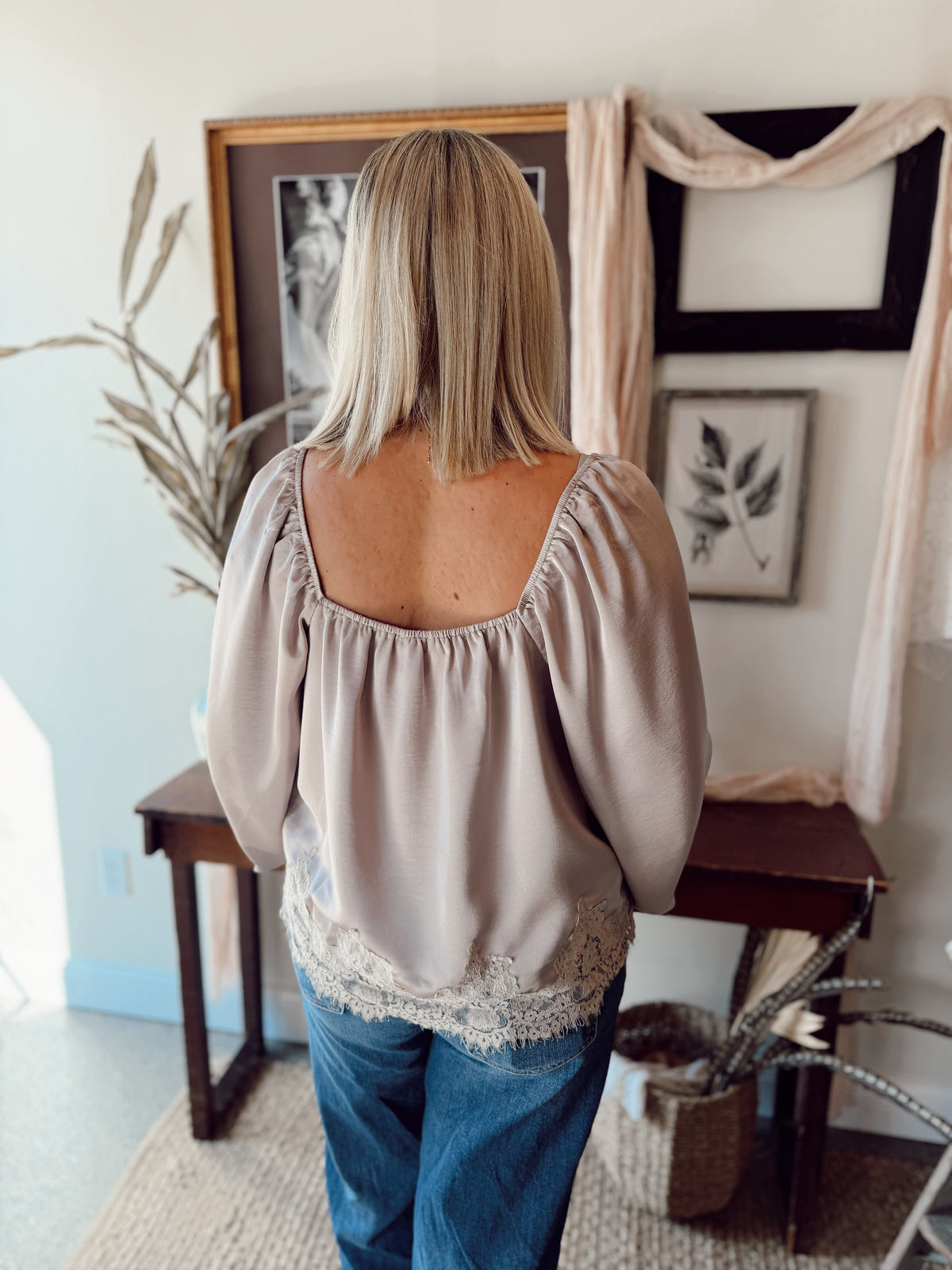 Laurels Satin & Lace Top