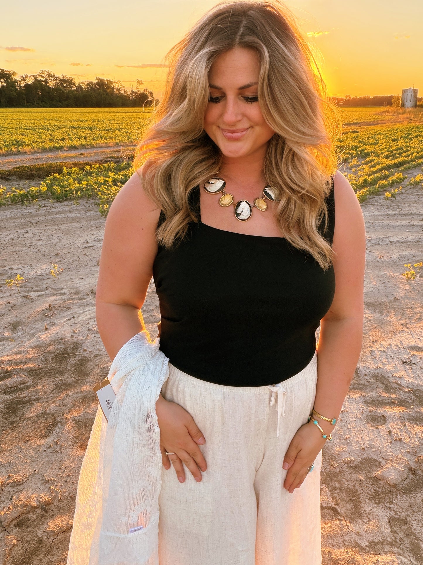 Black Square Neck Tank