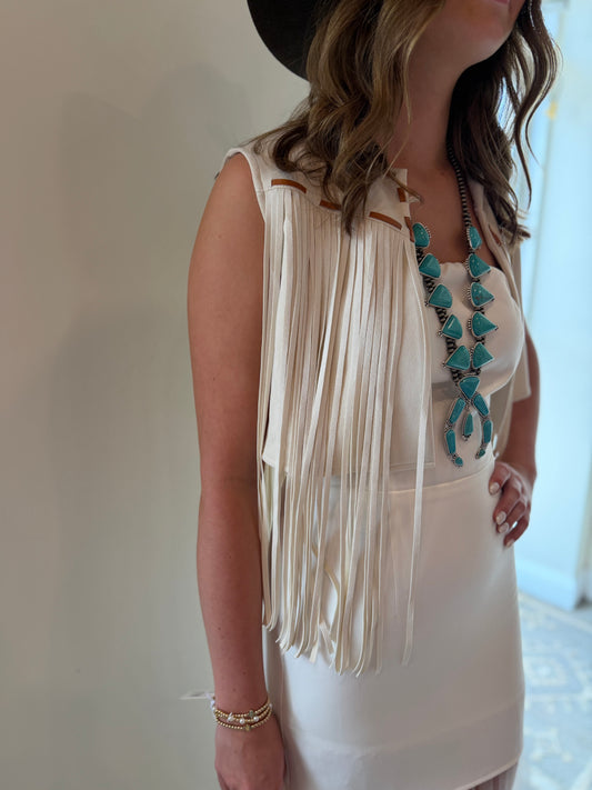 Emmelines Ivory Fringe Vest