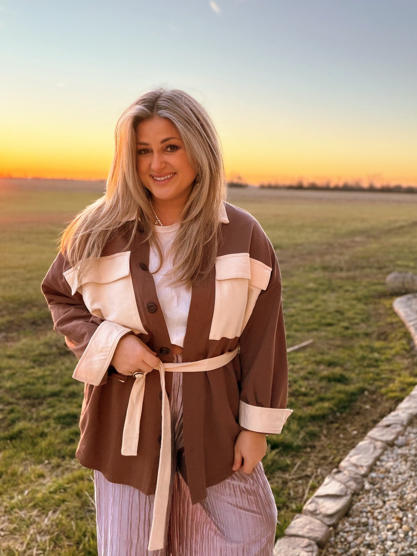 The River Contrast Belted Jacket