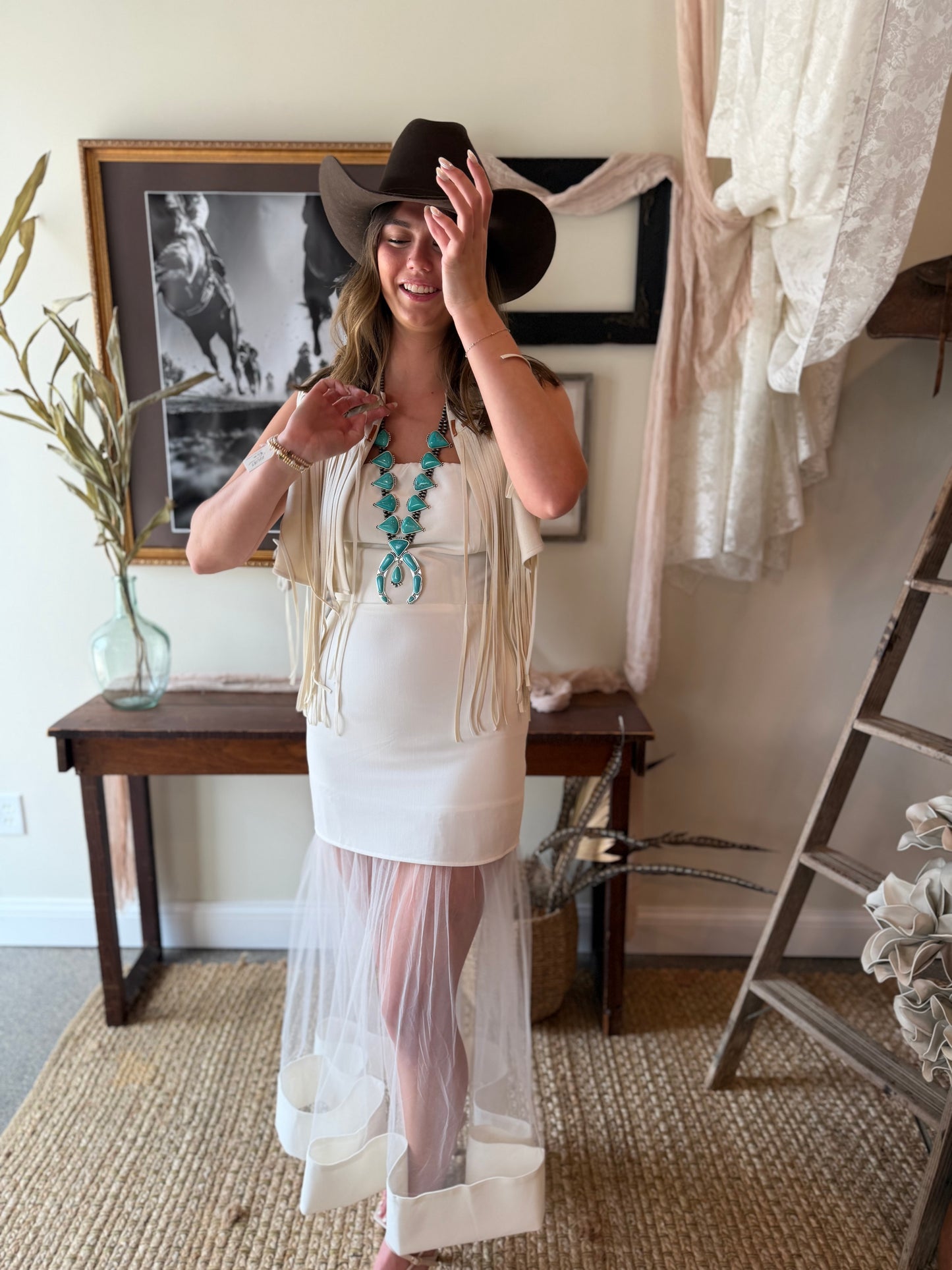 Emmelines Ivory Fringe Vest