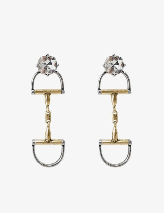 1886 Gold Double Bit Drop Earrings