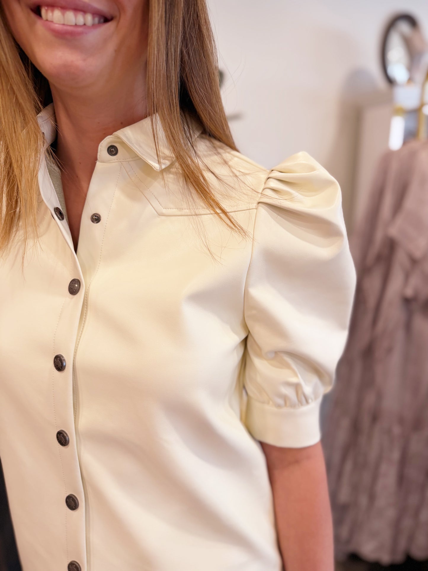 Magnolia Ivory Leather Top