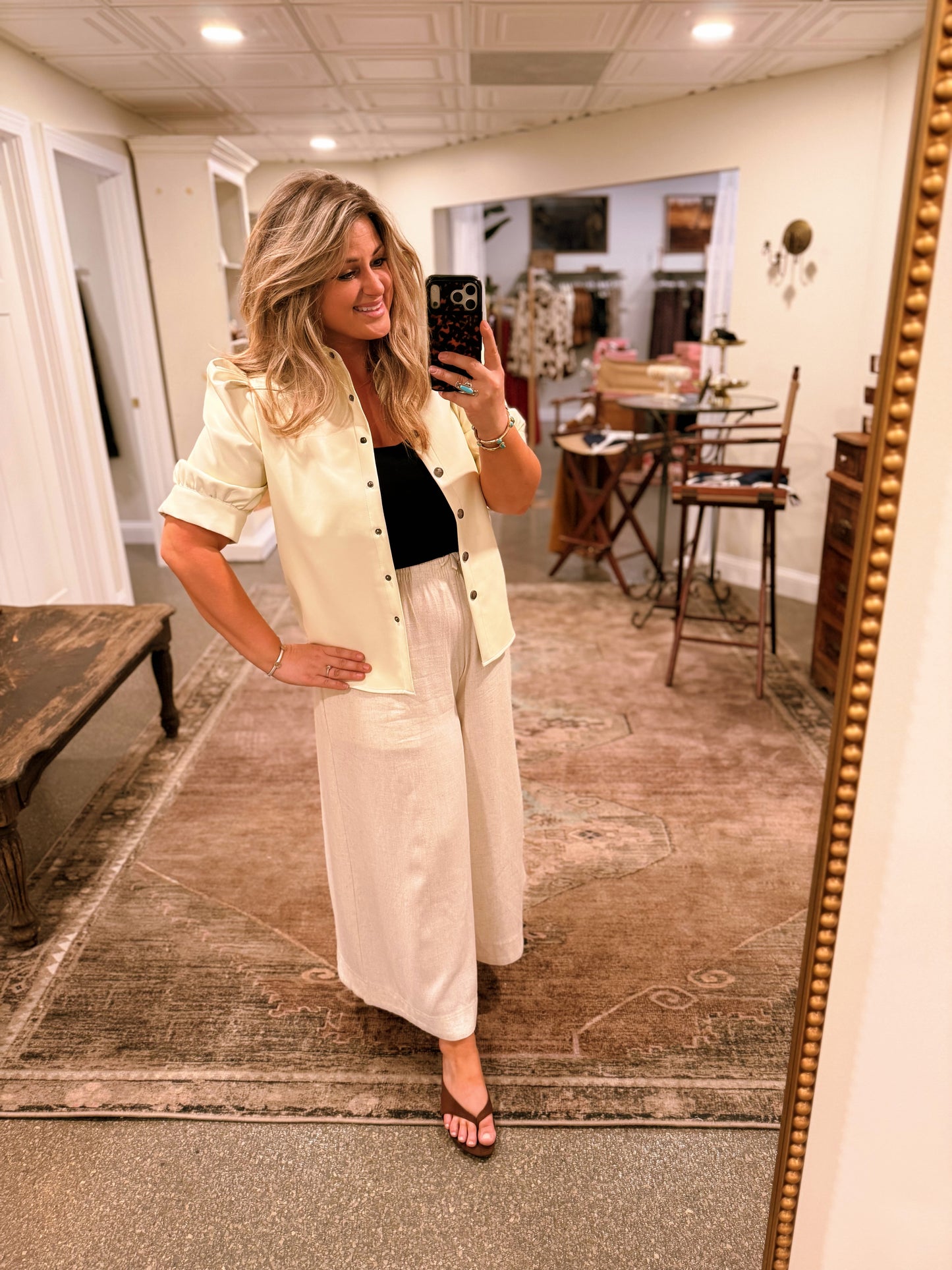 Magnolia Ivory Leather Top