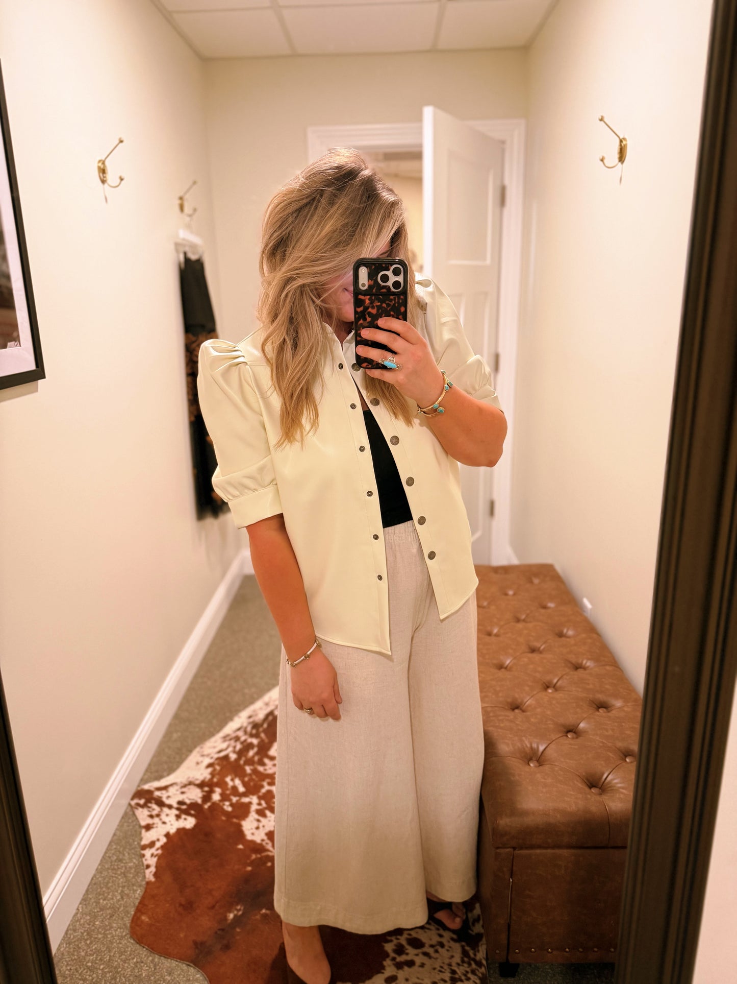 Magnolia Ivory Leather Top