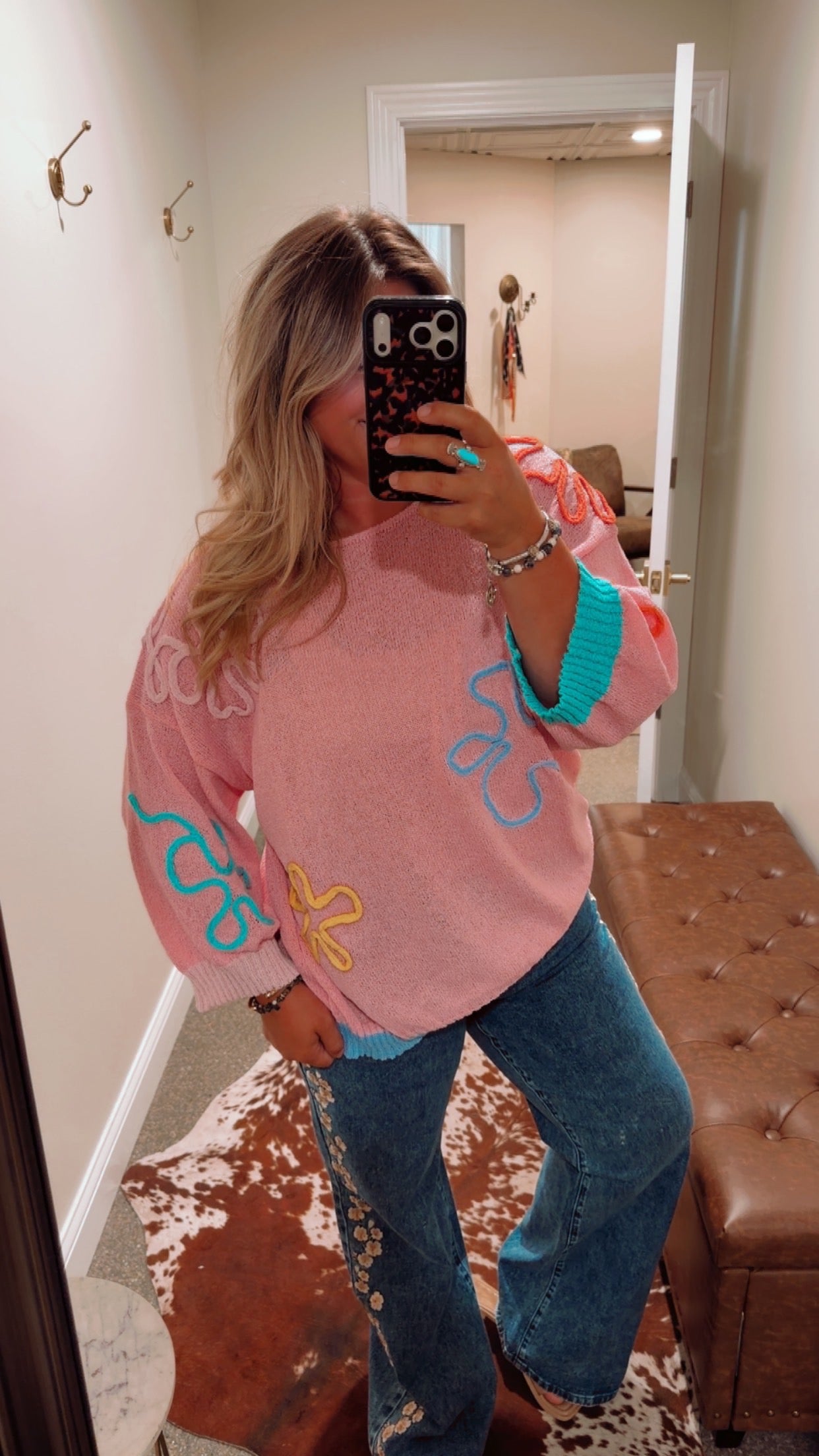 Pink Daisy Summer Sweater