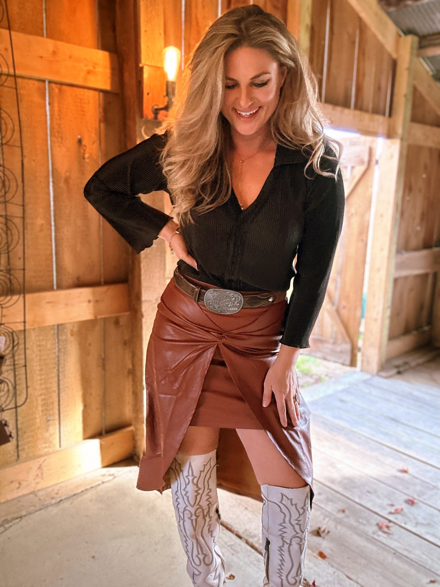 Ravenna’s Faux Leather Skirt