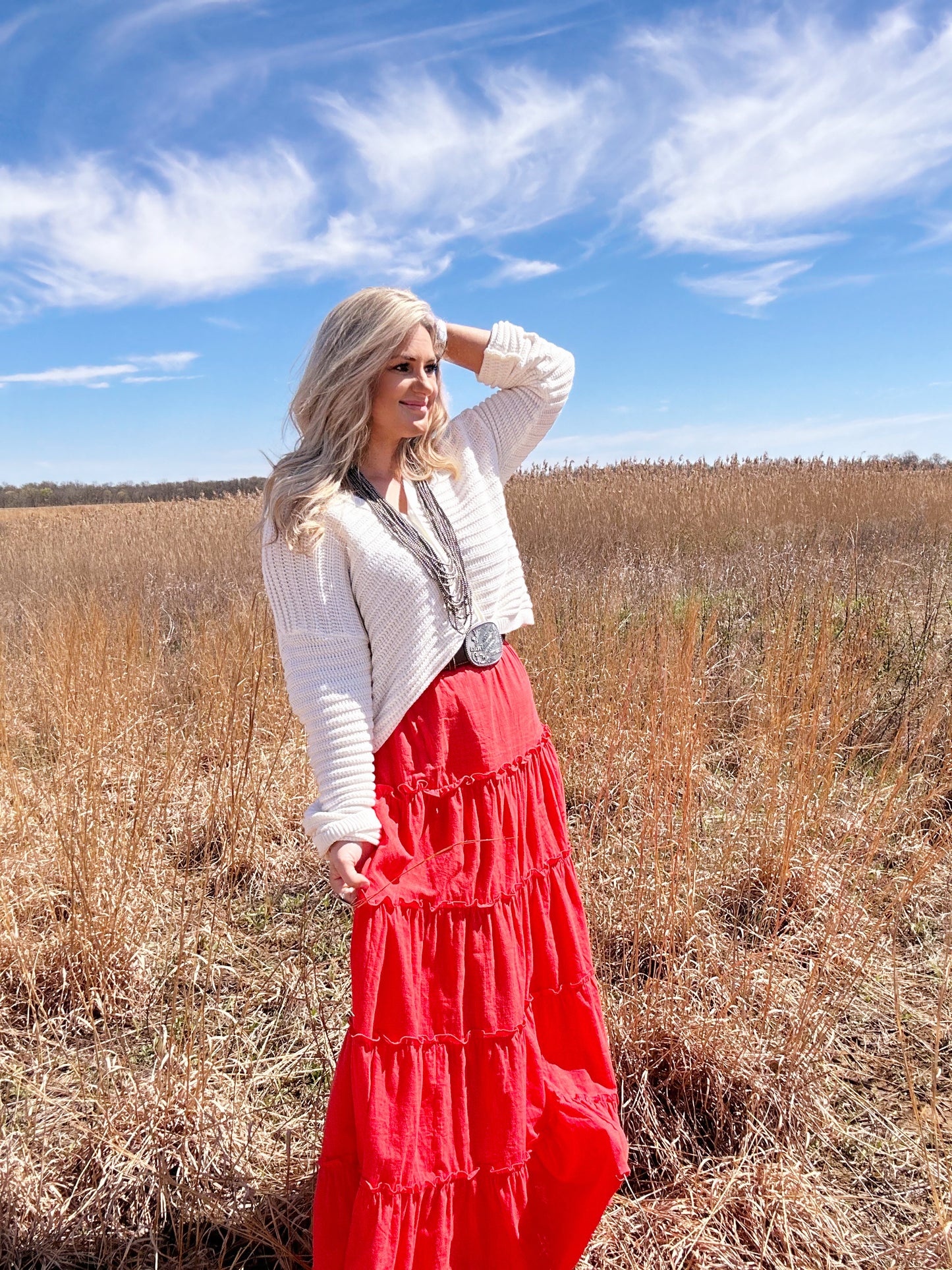 Alesia’s Red Tiered Maxi Skirt