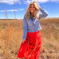 Alesia’s Red Tiered Maxi Skirt