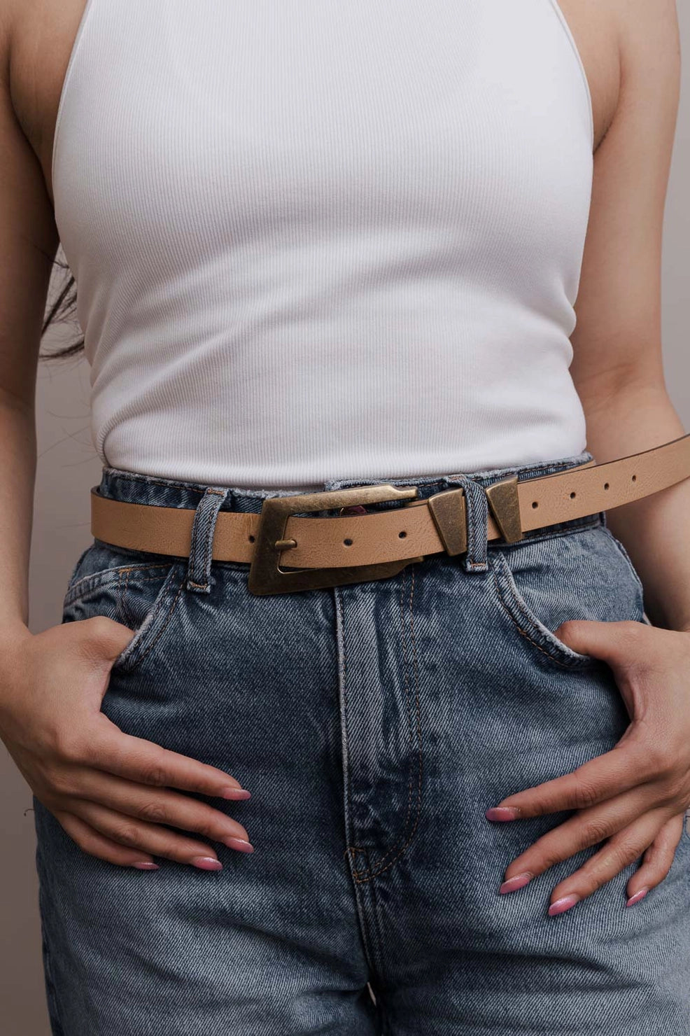 Willows Rectangle Buckle Belt Tan