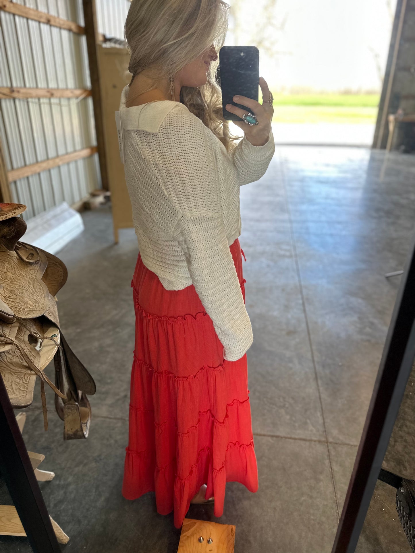 Alesia’s Red Tiered Maxi Skirt